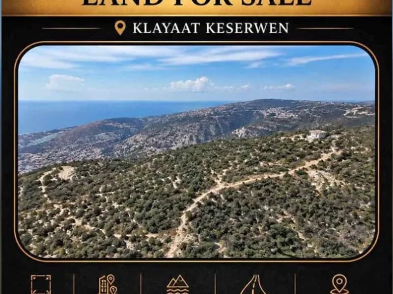 Large wooded plot in Klayaat overlooking the Mediterranean and the mountains