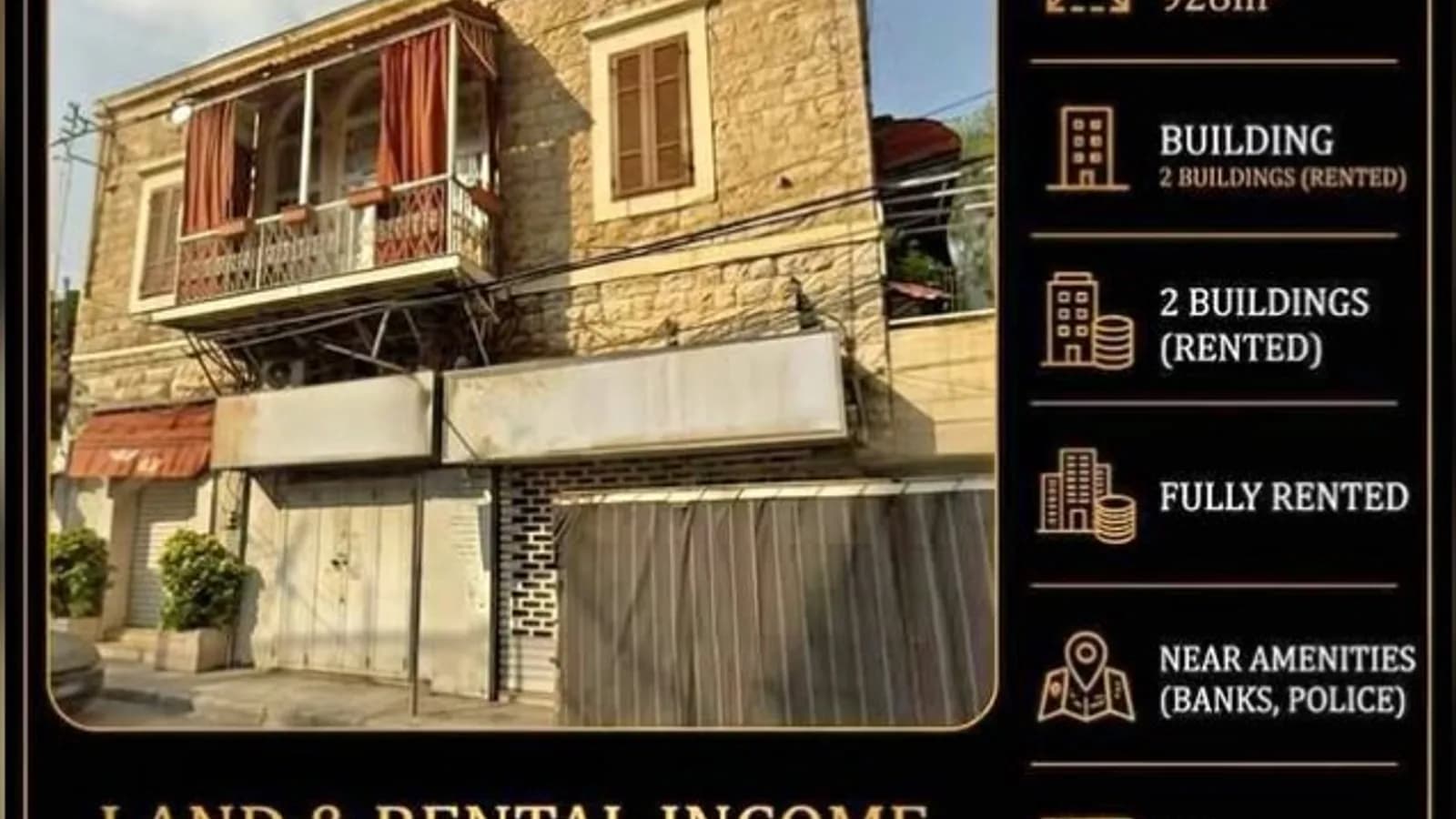 Traditional stone building on a development plot in central Jounieh