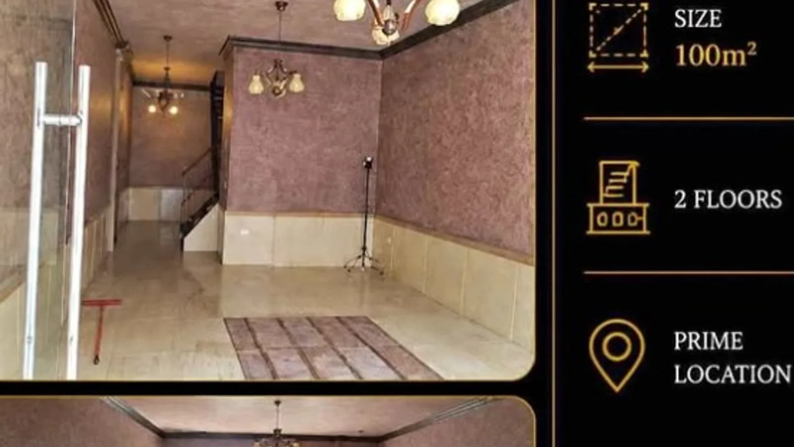 Empty two-floor shop interior in Zouk Mikael with an internal staircase