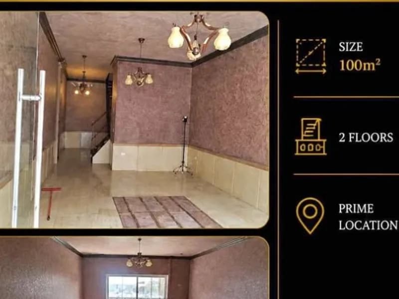 Empty two-floor shop interior in Zouk Mikael with an internal staircase